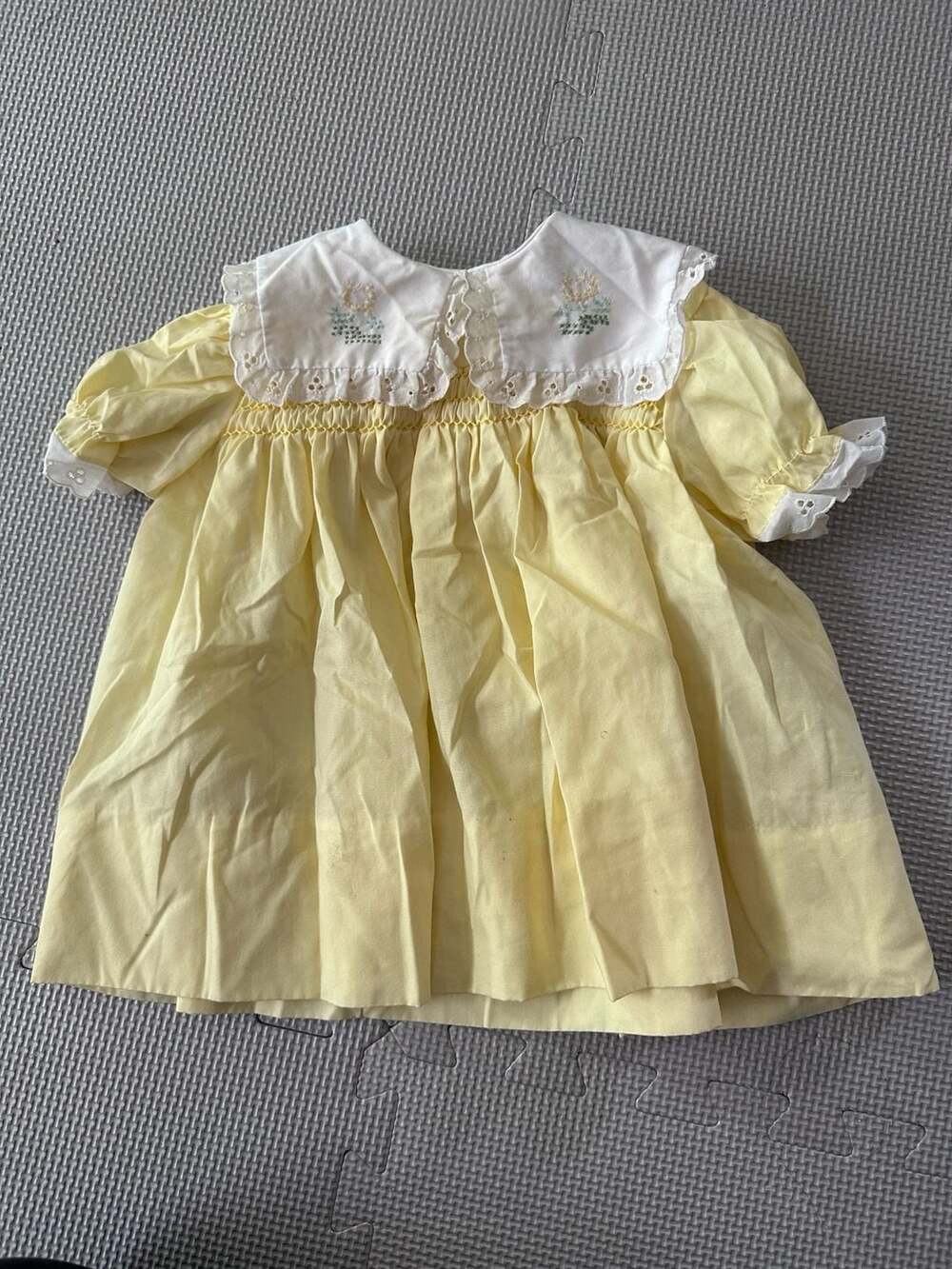 Polly Flinders Baby Dresses Polly Flinders Pale Yellow Smocked Baby Dress with W